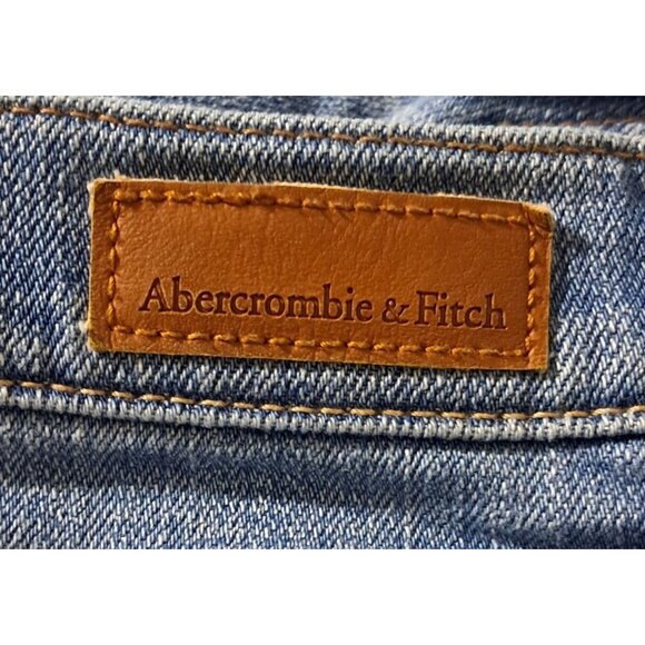 Abercrombie & Fitch Womens High-Rise Distressed Denim Mom Shorts Size 27 Button - Picture 9 of 12